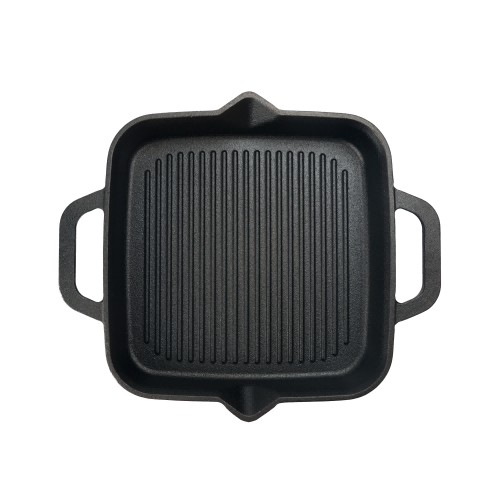 Wstępnie sezonowana kwadratowa patelnia grillowa żeliwna 30 cm