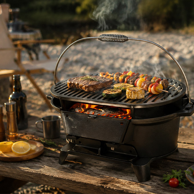 Przenośny żeliwny grill węglowy Hibachi