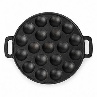 Wstępnie sezonowana patelnia żeliwna Aebleskiver z podw&oacute;jnym uchwytem