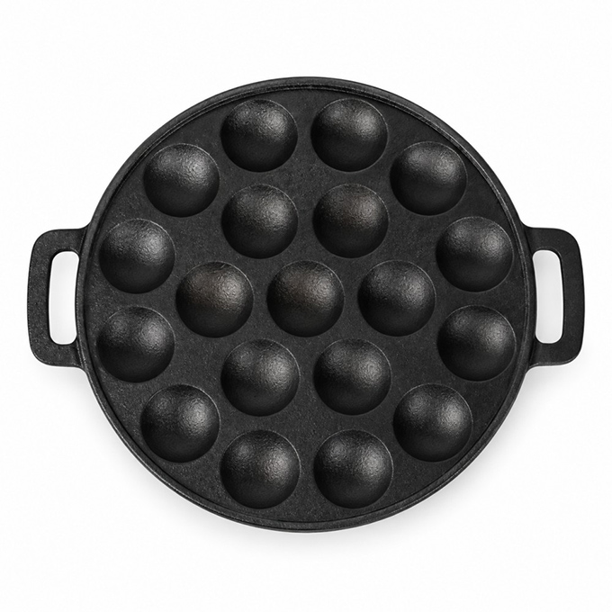 Wstępnie sezonowana patelnia żeliwna Aebleskiver z podw&oacute;jnym uchwytem