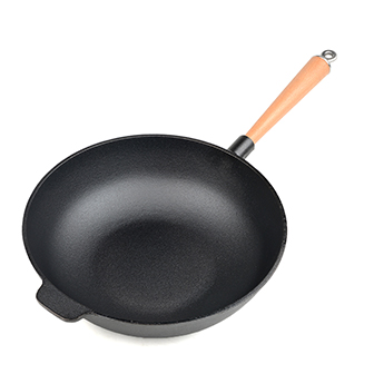 Wok z pojedynczego uchwytu, 31 cm, wstępnie sezonowany, żeliwny