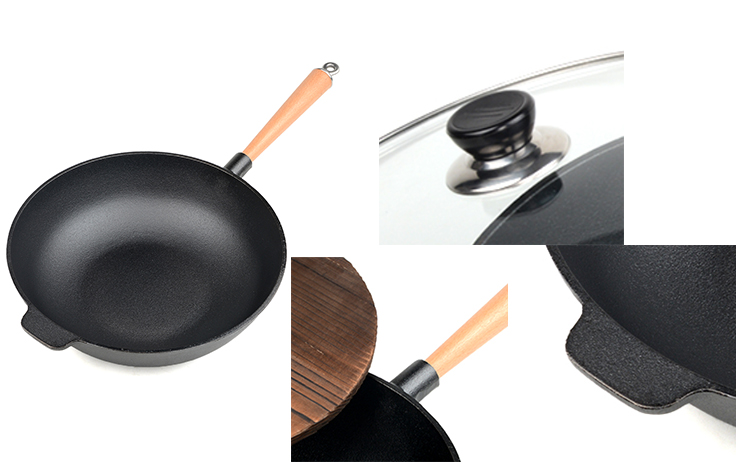 Wok z żeliwa Wok żeliwny wstępnie sezonowany o średnicy 31 cm