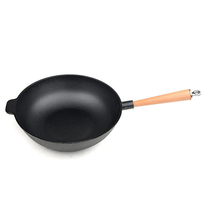 Wok z pojedynczego uchwytu, 31 cm, wstępnie sezonowany, żeliwny