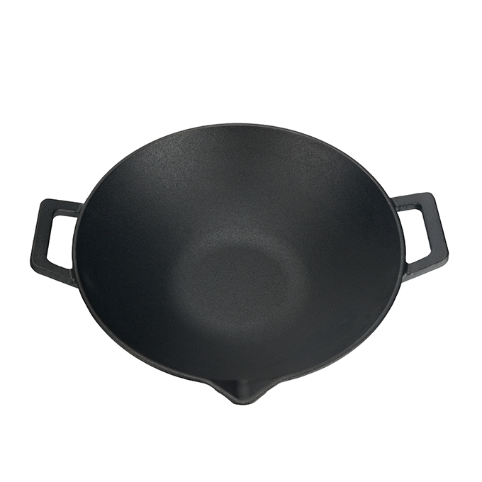 Wok żeliwny z dziobkami