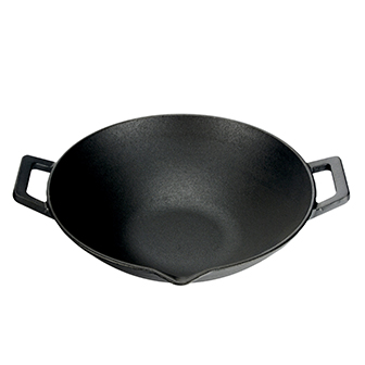 Wok żeliwny z dziobkami