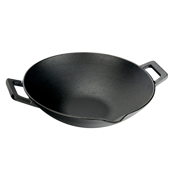 Wok żeliwny z dziobkami