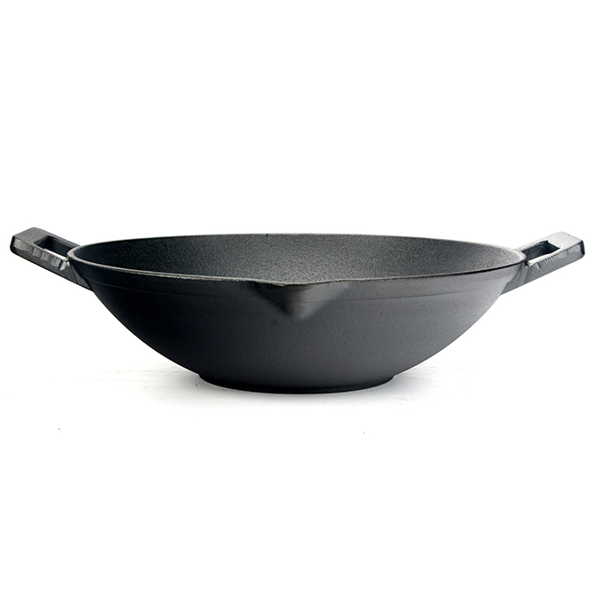 Wok żeliwny z dziobkami